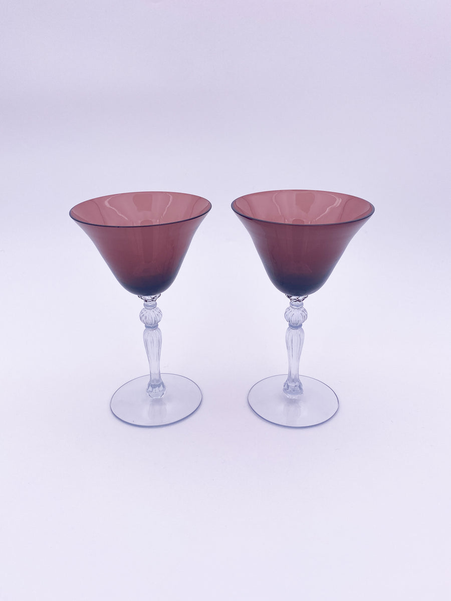 Vintage Ruby Red Martini Glasses 