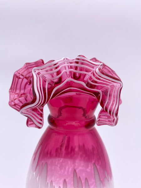 Crimped Cranberry Vase